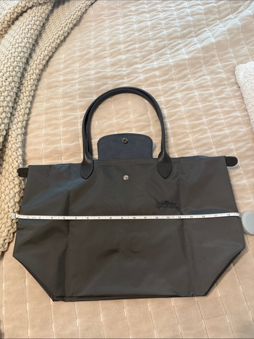 Longchamp Le Pliage Green in color Graphite and size Large - Picture 7 of 8